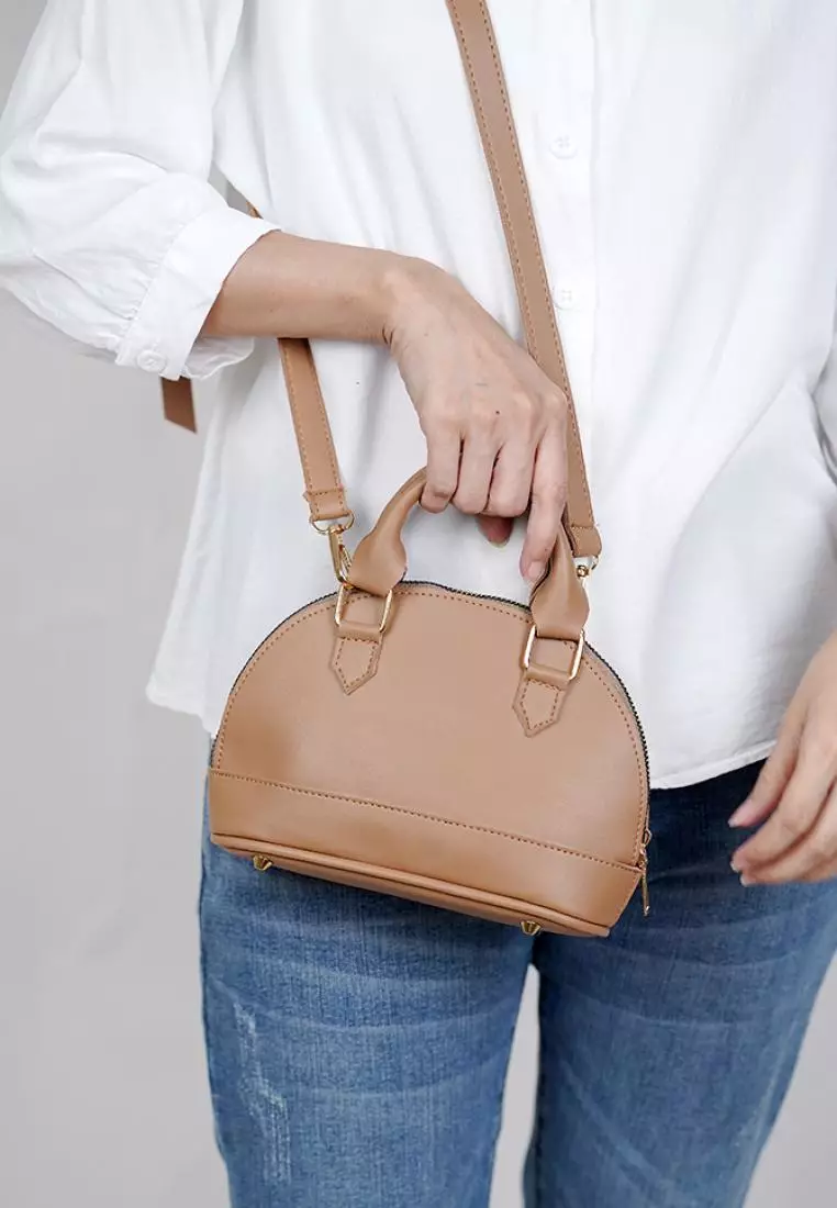 Vedlyn Abigail Tas selempang wanita model top handle - Brown