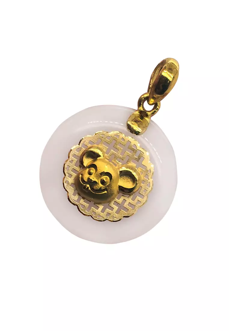 LITZ 999 (24K) 黃金玉鼠生肖吊墜