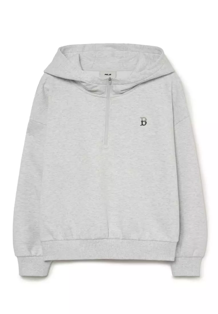 MLB WOMEN'S BASIC ATHLEISURE SMALL LOGO BRUSHED HALF ZIP