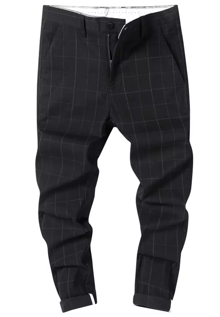 Checked Slim Fit Suit Pants