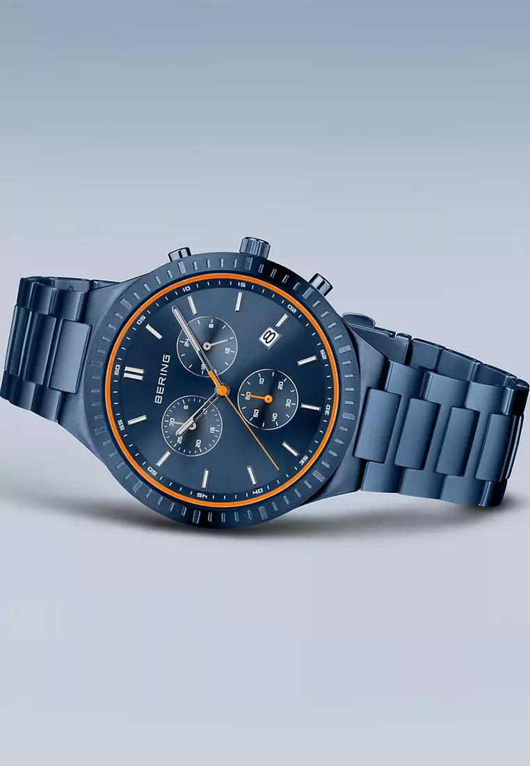 Men's Blue Titanium Strap with Titanium Links and Blue Dial Quartz Watch -  11743-797