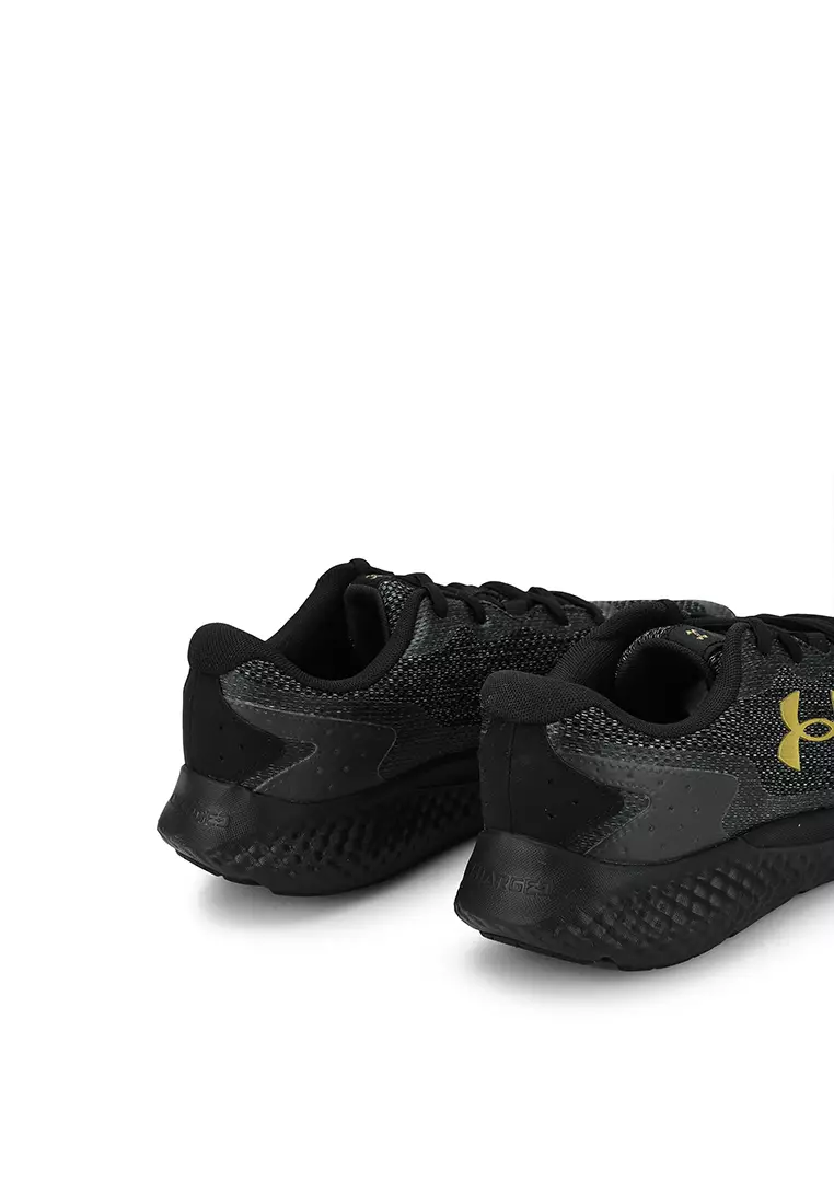 shoes Under Armour Charged Rogue 3 Knit - Black/Metallic Gold - men´s 