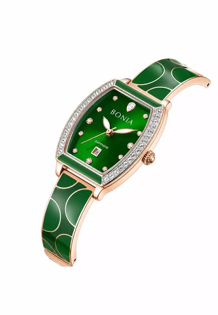Bonia BNB10861-2597S Hijau Diamond Ring Rosegold Cewek