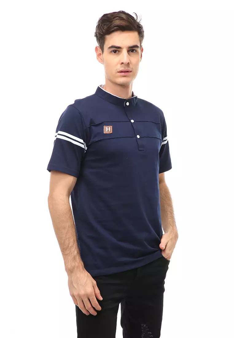 Jack Atasan Formal Kaos Polo Pria Kerah Sanghai Short Sleeve Material Cotton ORIGINAL - Navy