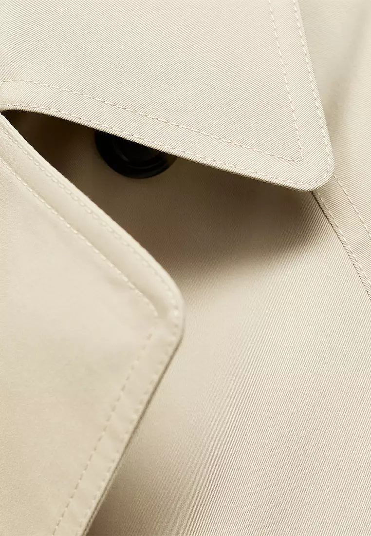 Long Double-Breasted Trench Coat