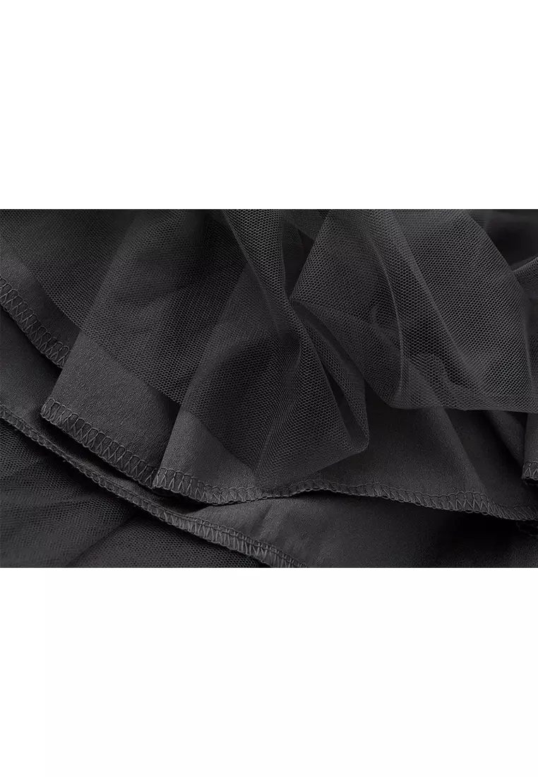 Spring/Summer Contrast Color Maxi Mesh Skirt AF8576