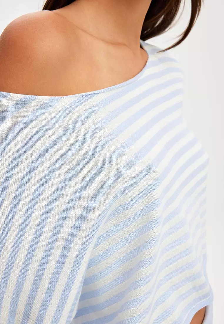 Off Shoulder Cropped Knit Sweater