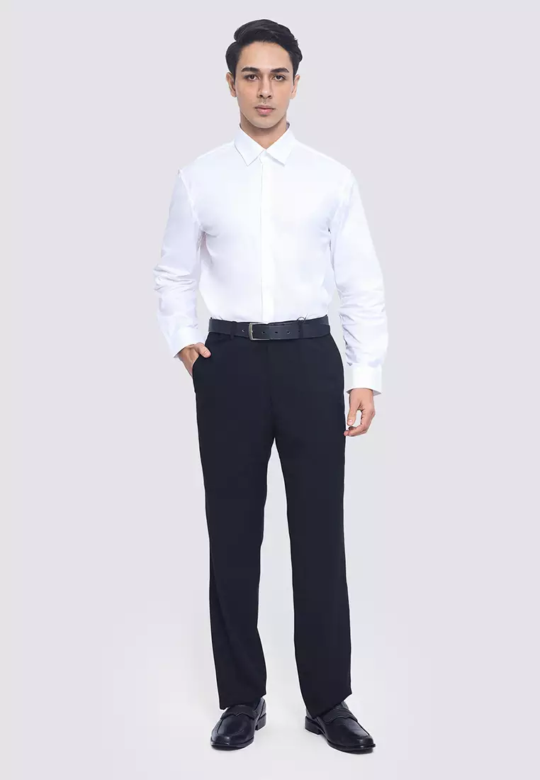 Stretch Solid Regular Fit Dress Pants
