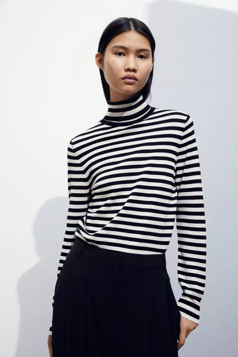 White ribbed discount polo neck jumper