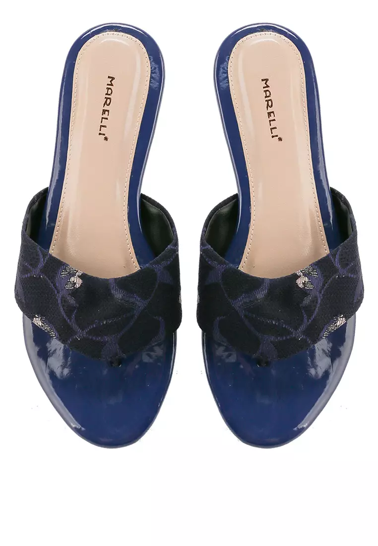 Isabella Sandal wanita Jepit Flat Slip On - Navy pink