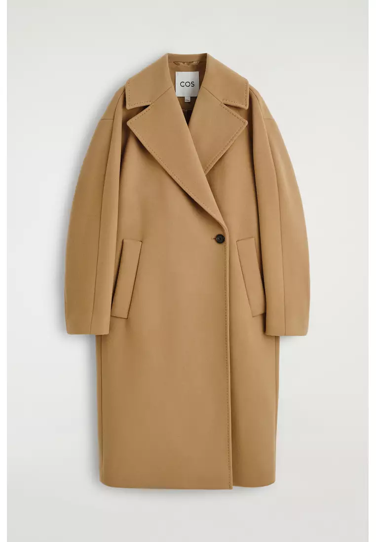 OVERSIZED DOUBLE-BREASTED WOOL LONG COAT