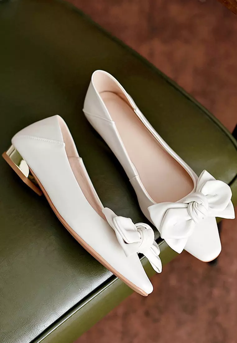 White flat sale slip on shoes