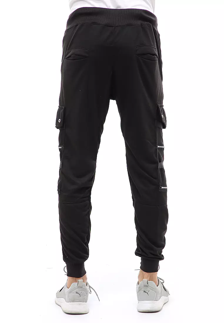 Locko Long Pants Celana Jogger Pria Zipper Design Material Baby Terry ORIGINAL - Black