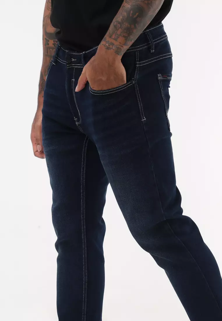 Denim Long Pants Slim Tapered Fit Stretch
