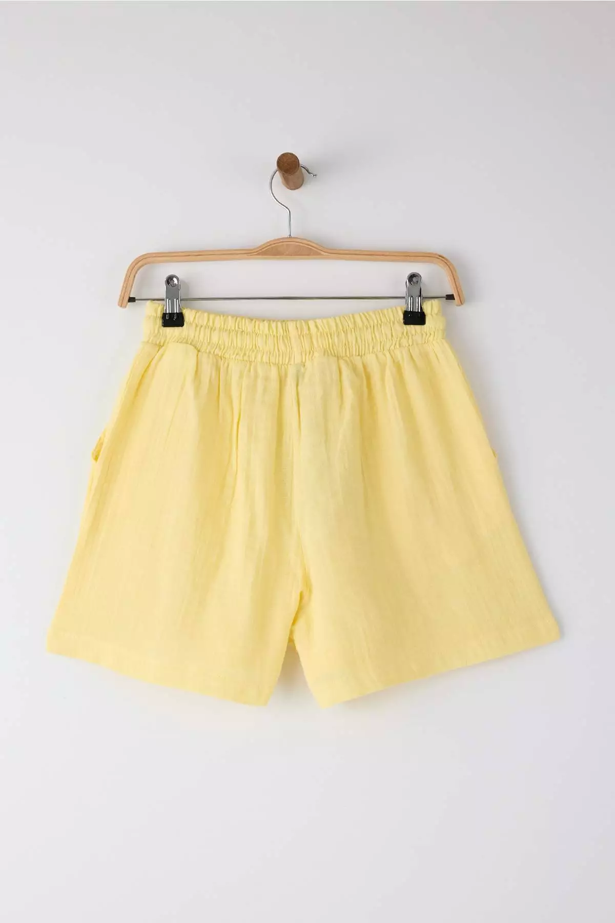 Yellow Muslin Elastic Waist High Waist City Boy Shorts