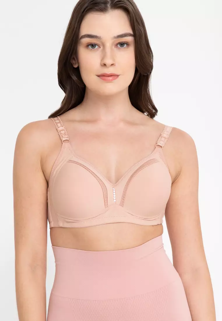 Buy Golden Ticket Super Savers Bra Big Cup C Beige Wireless Bra Wide