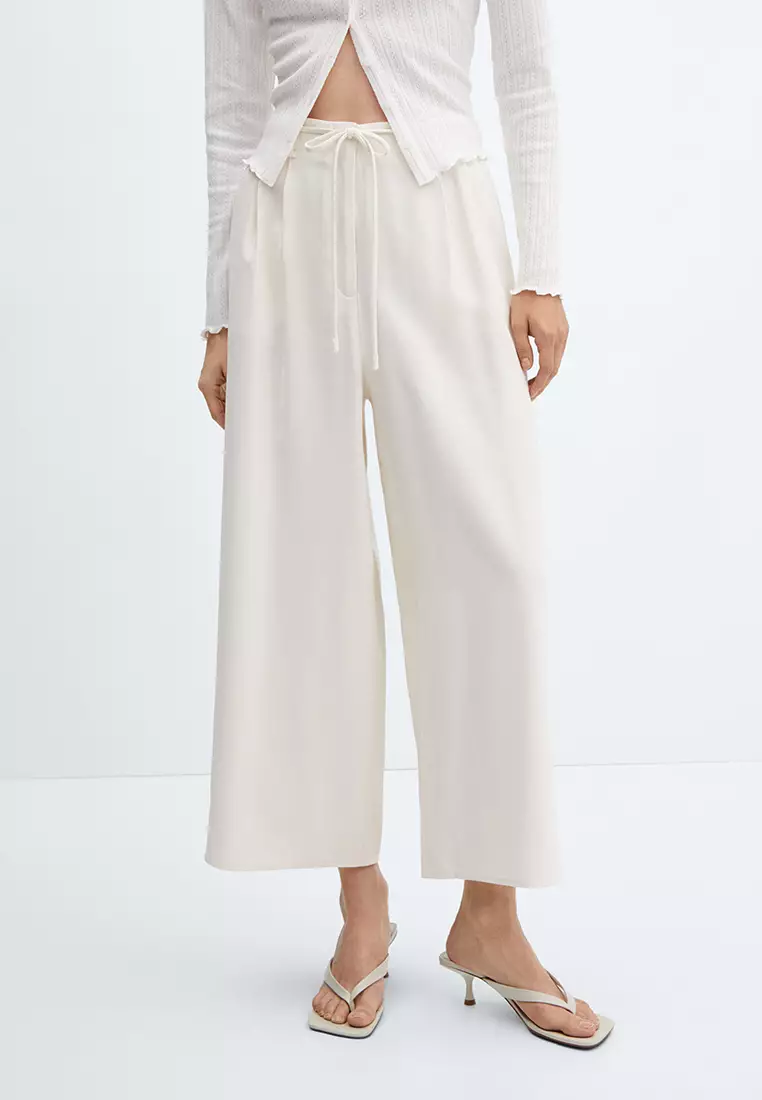 Buy Mango Wide Leg Trousers With Belt 2024 Online | ZALORA Philippines