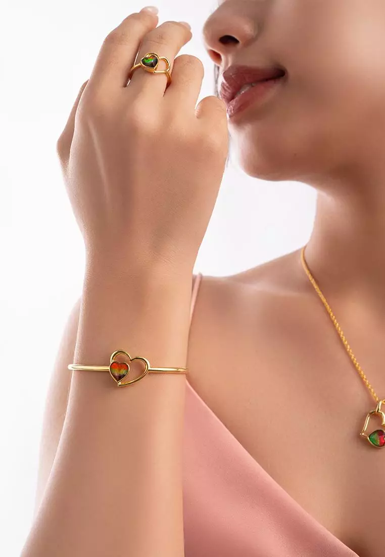 Amour Fleur Ammolite Bangle 033 Gold Plated