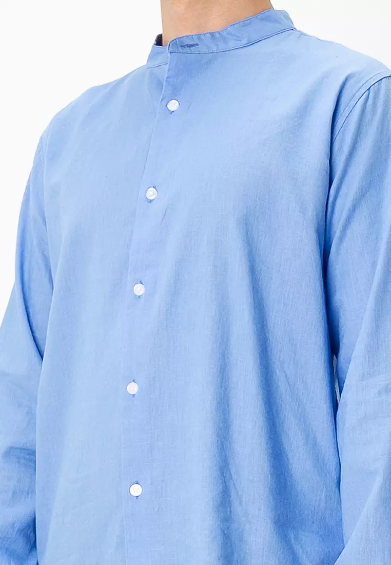Linen Band Collar Shirt