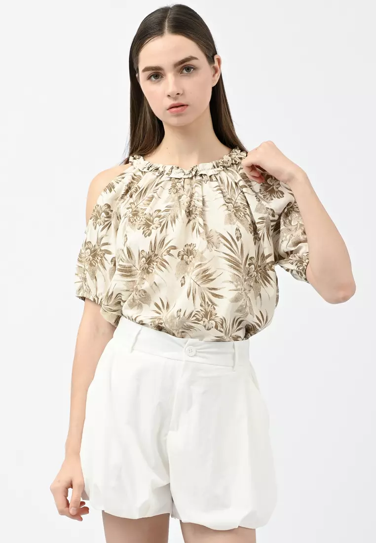 Cold Shoulder Floral Shirt