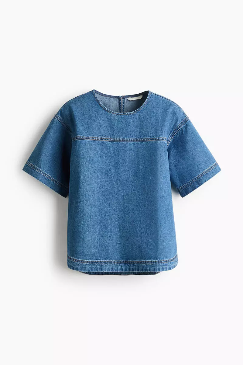 Short-sleeved denim top