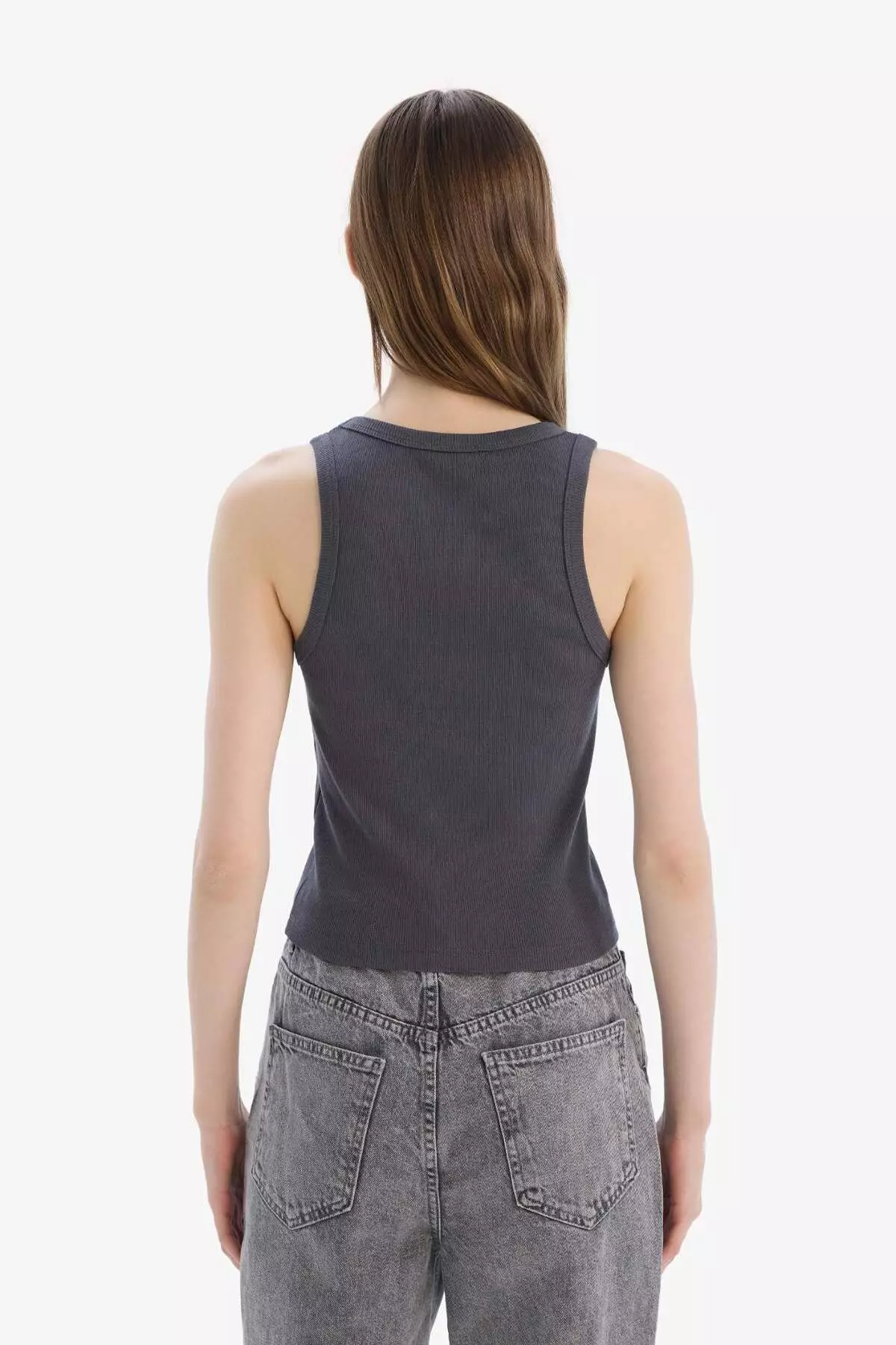 Fitted U Neck Basic Plain Ribbed Camisole Undershirt A1665Ax25Sm