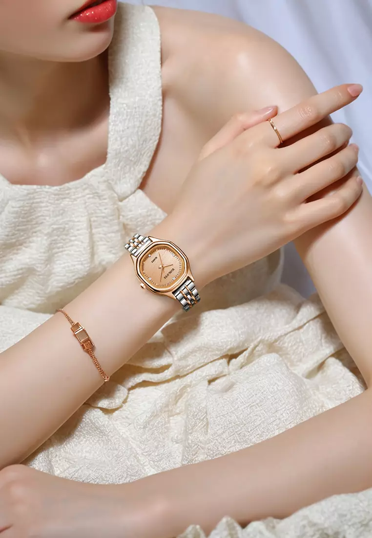 Jam Tangan Wanita 6015 Kecil Elegan Simpel Analog Korea Jam Tangan Cewek Original silverrose