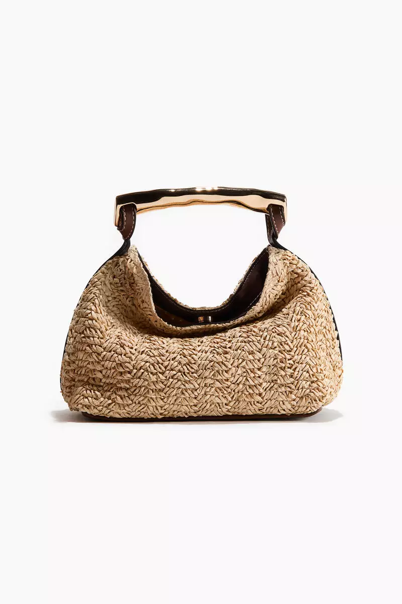 Metal-handle handbag