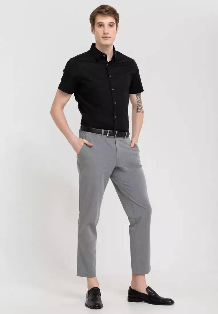 Woven Short Sleeves Casual Poplin Stretch