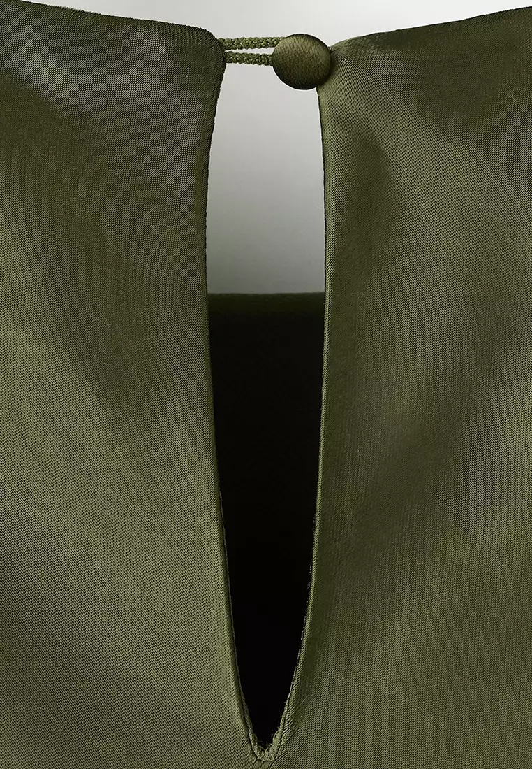 Satin Shoulder Pad Dress