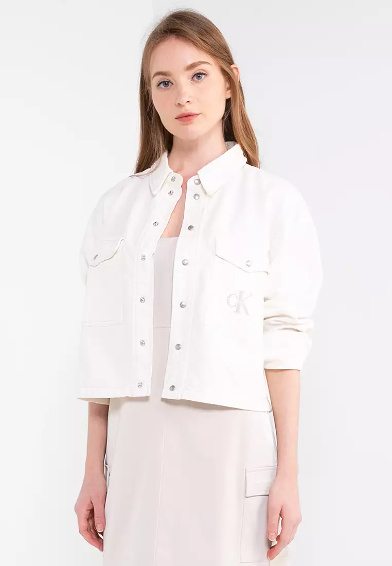 Calvin klein white outlet jean jacket