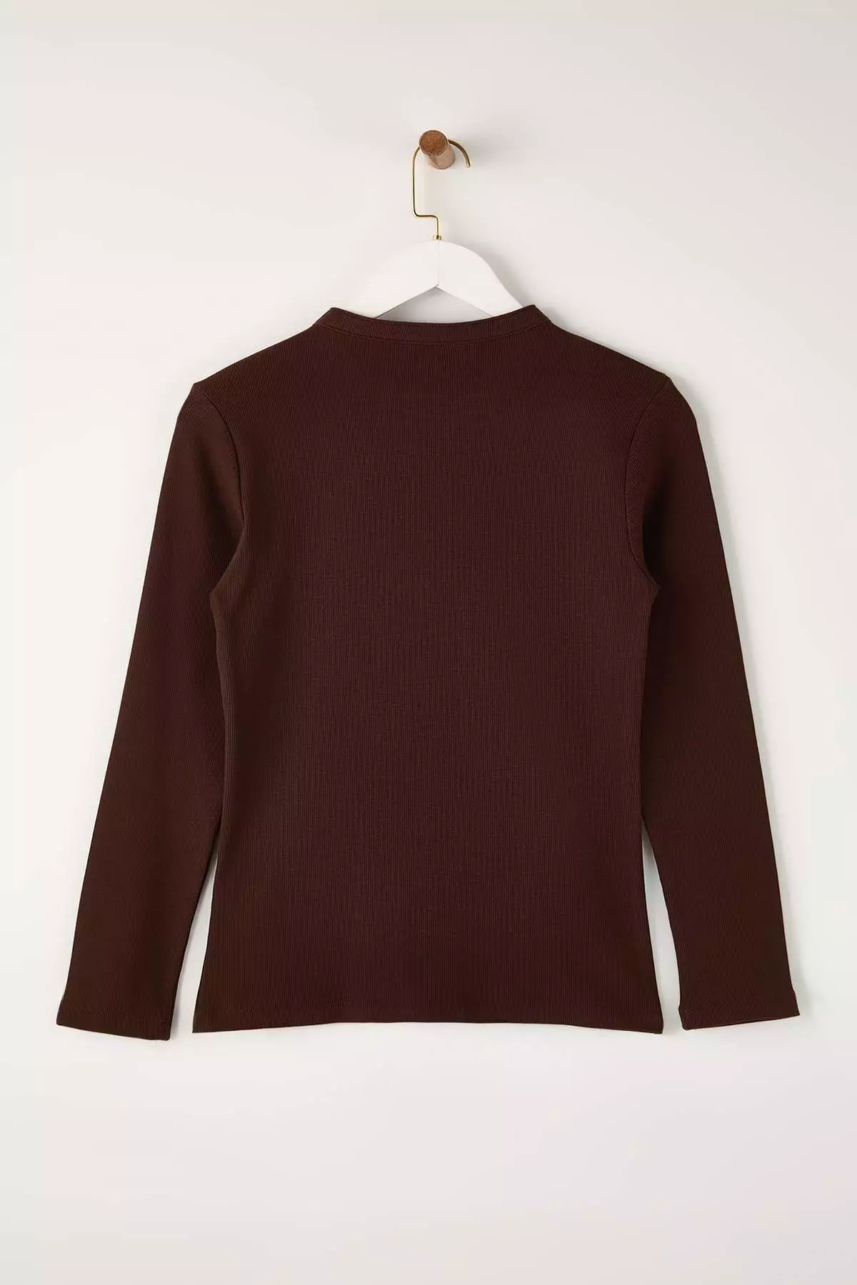 Brown Ribbed Knit Knitted Plus Size Blouse Tbbaw26Af00123