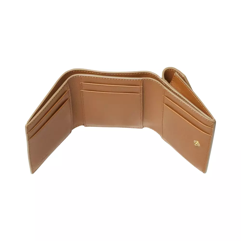 FF Diamonds Trifold Leather Wallet Light Brown/Tan Ghw