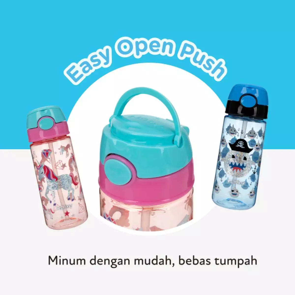 Nuby Sippycup Flip-It Kids Bottle 532 ml Surf Pink - Botol Minum Anak BPA Free 18M+