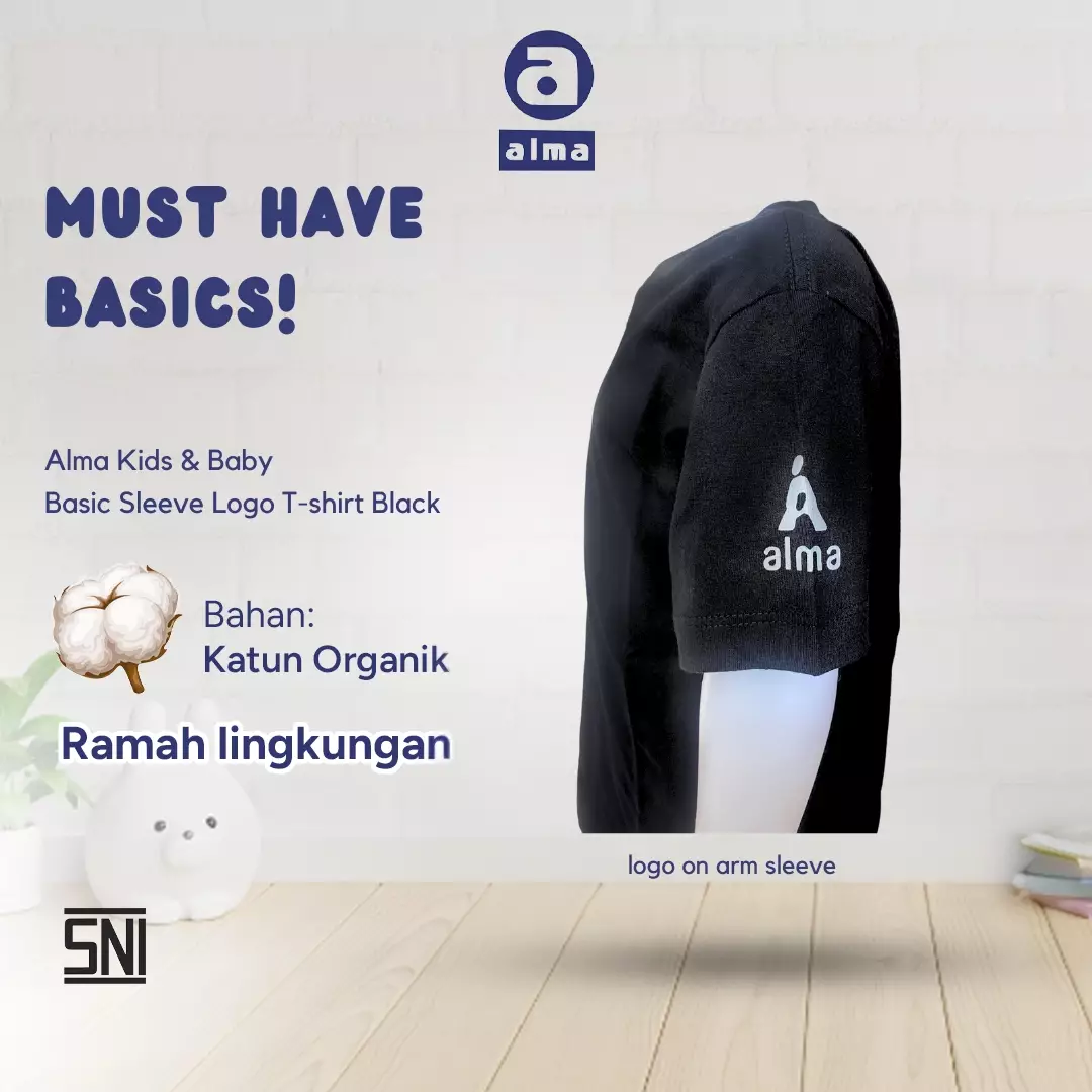 Alma Kids & Baby Sleeve Logo Tee Black