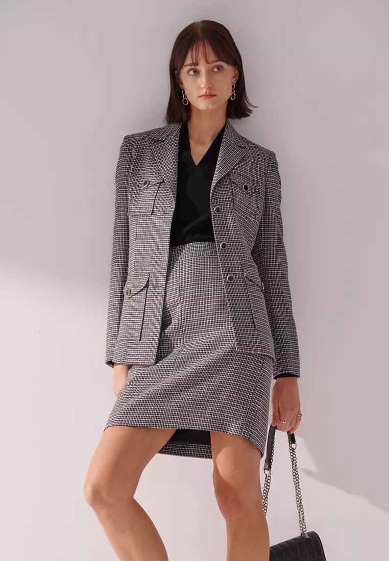 Monochromatic Houndstooth Notch Lapel Suit