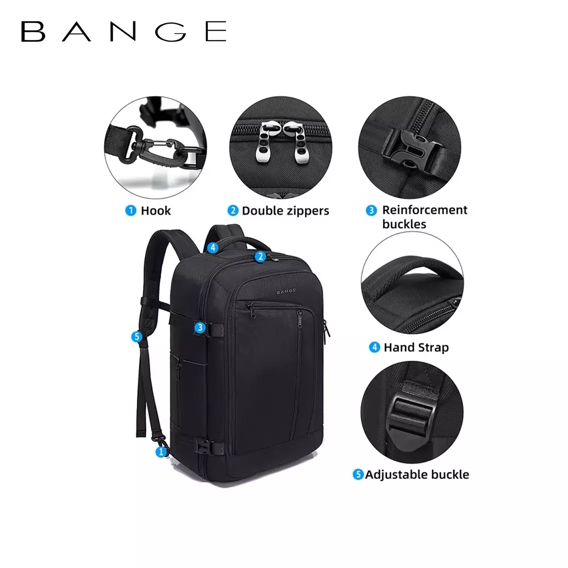 Bange BG1916 Tas Ransel Laptop Kerja Backpack Travel Waterproof 17 Inch- BLACK