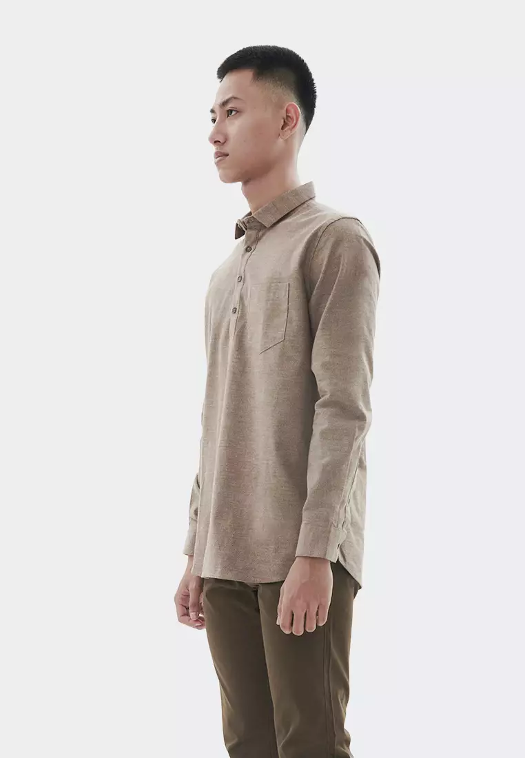 MANZONE Kaos lengan panjang pria HUDSON-BROWN