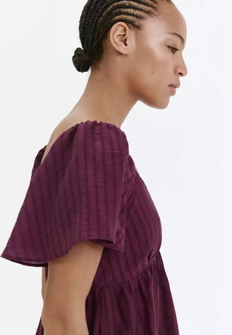 Textured Dress With Gathered Detail