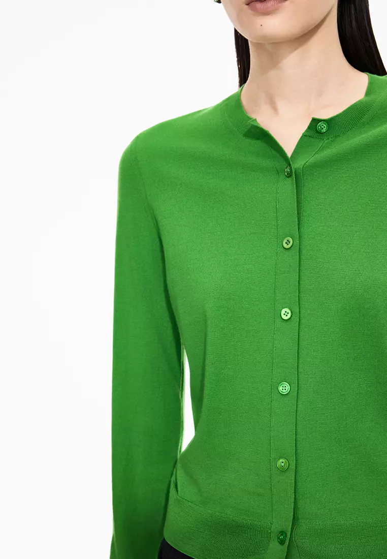 巴素兰羊毛修身短款开襟针织衫