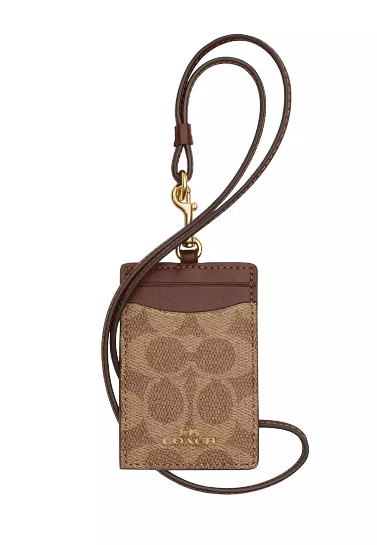 ID Lanyard In Signature Canvas - Tan/Brown