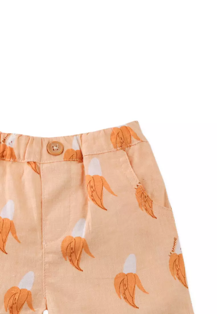Baby Thomas Banana Cartoon Print Shorts