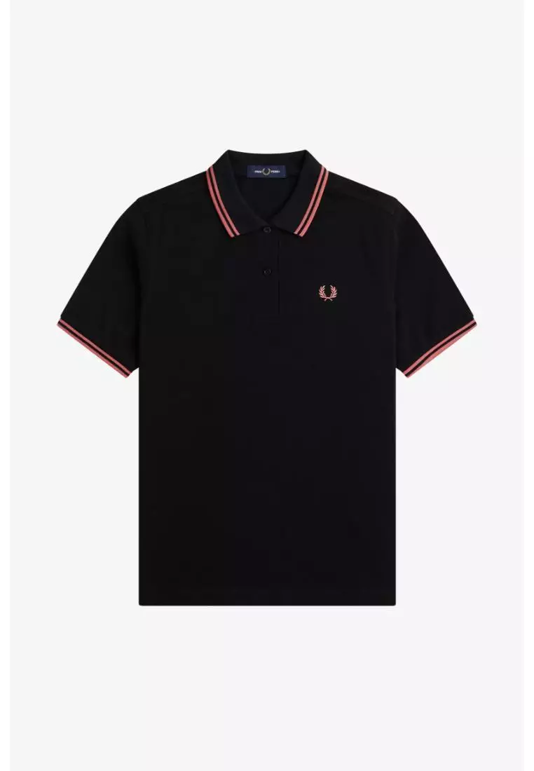 Fred Perry G3600 Twin Tipped Fred Perry Shirt (Black / Putty Pink / Putty Pink)