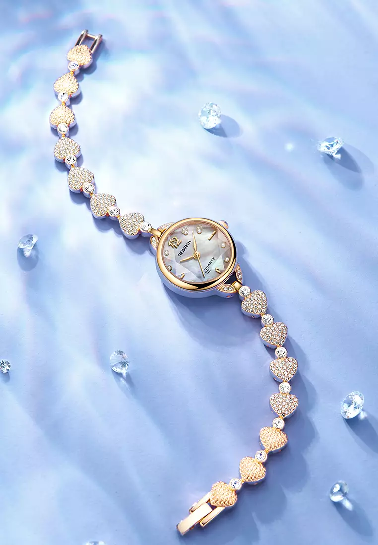 Jam Tangan Wanita Tali Gelang Berlian Mewah Anggun Anti Air Kuarsa Jam Tangan Cewek Original Gold