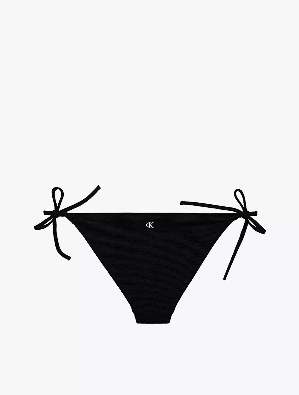 Calvin Klein Swimwear - String Side Tie Bikini Bottoms - Ck Monogram Texture - Black - black