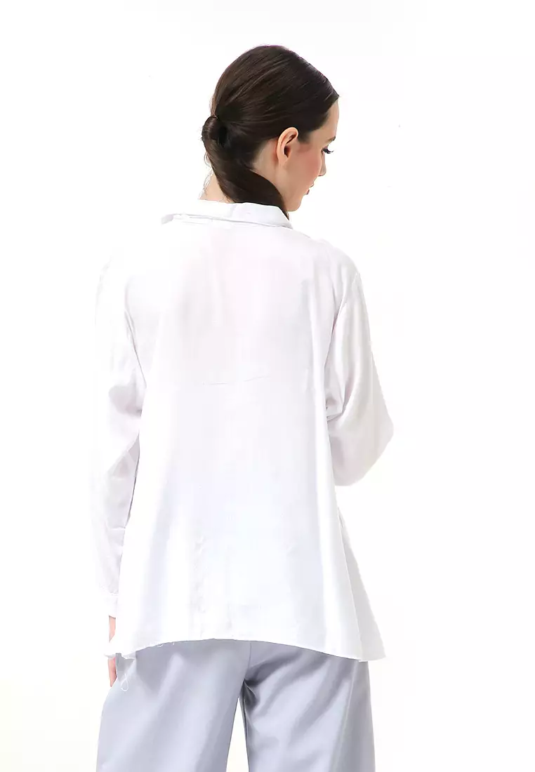 Ayudia Shirt Long Sleeve Atasan Wanita Premium Quality - Putih