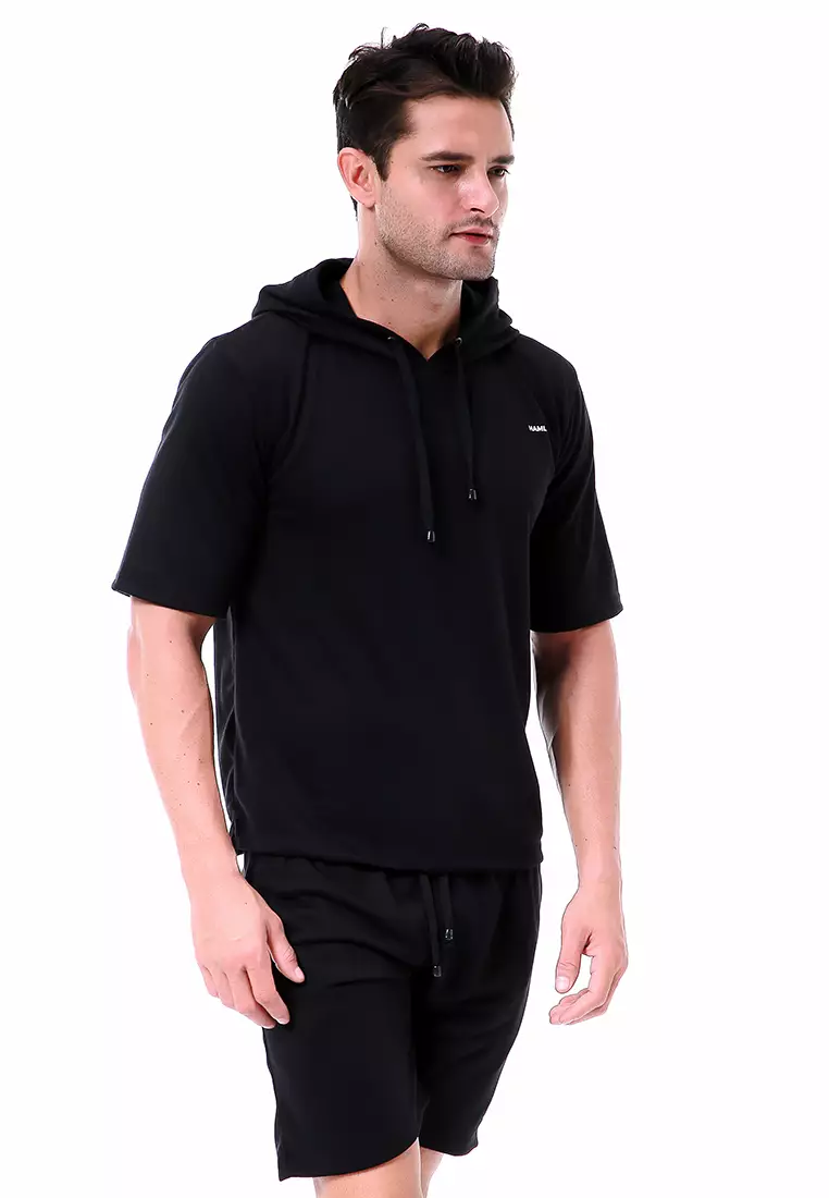 Vincent Setelan Hoodie Pria Sweatshirt Set Casual Motif Polos Material Baby Terry ORIGINAL - Black