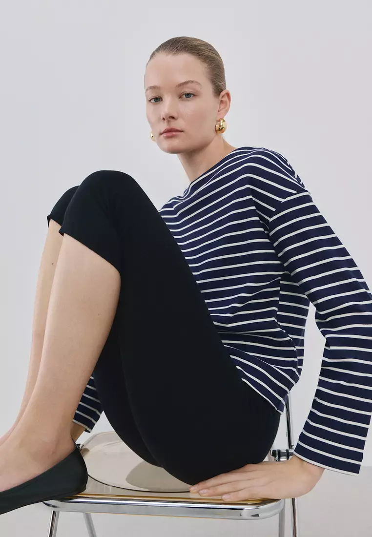 Striped Boat Neck Sweatshirt
