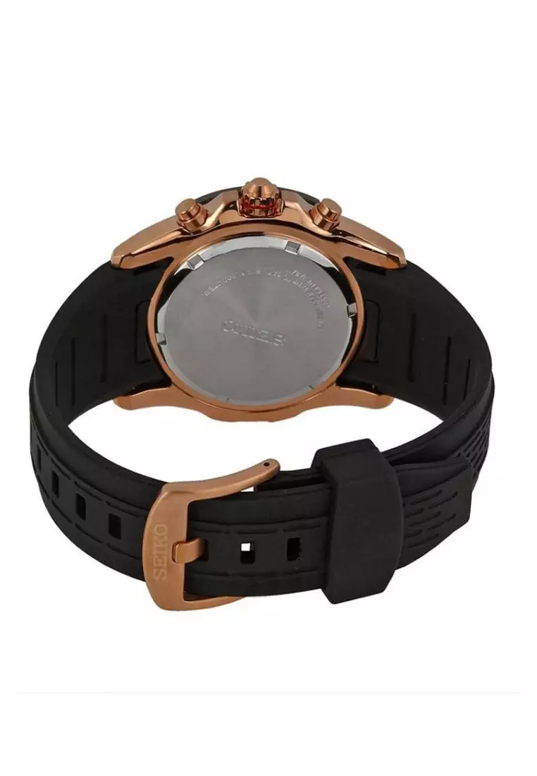 Jam Tangan Pria Seiko Chronograph Original SNDE78P1 Strap Rubber Black