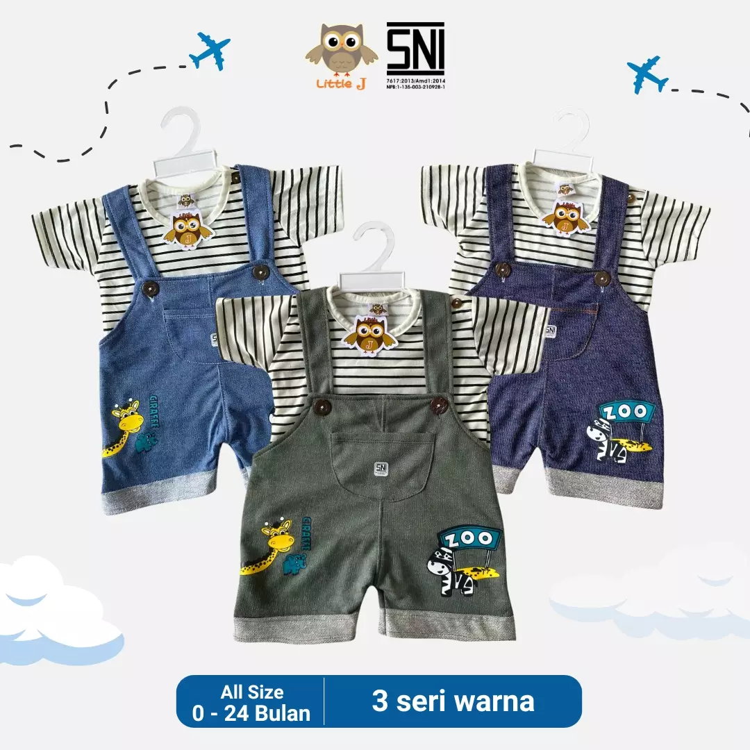 Little J Cord Overall and Bodysuit Set - Set Pakaian Bayi Laki Laki (Hijau Army) Kode 659